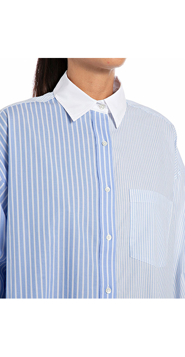 ツートーンストライプのコンフォートフィットシャツ 詳細画像 ブルー系 3